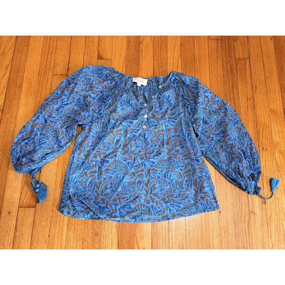 Cleobella Jayda Blouse in Zuri Block Print Organic Cotton Size Small